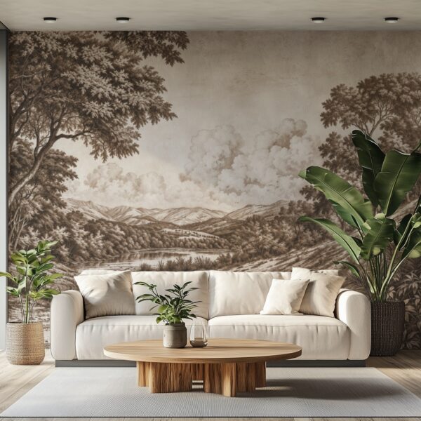 Tapeta winylowa na flizelinie premium Forest Elegance Beige mockup